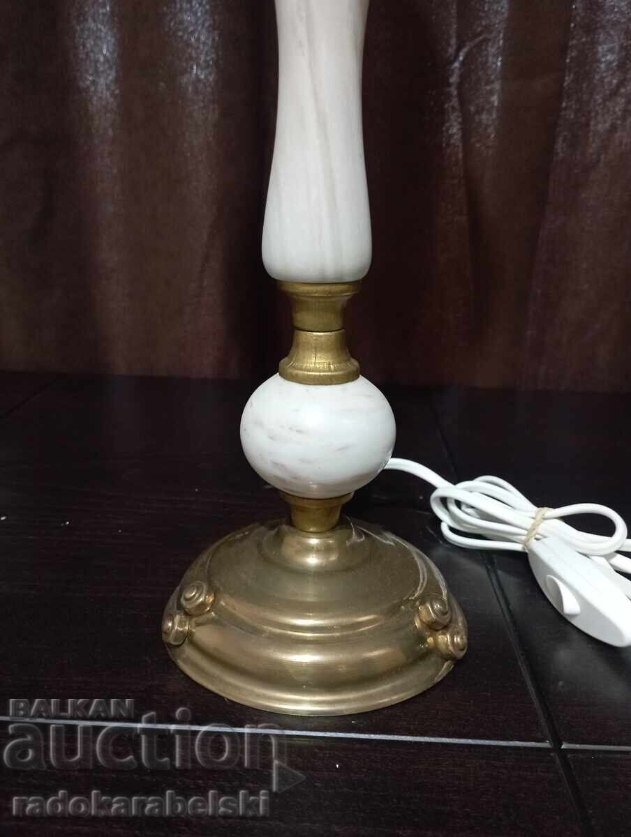 Auction Set of two marble lamps with white glass shades Auction Set of two marble lamps with white glass shades