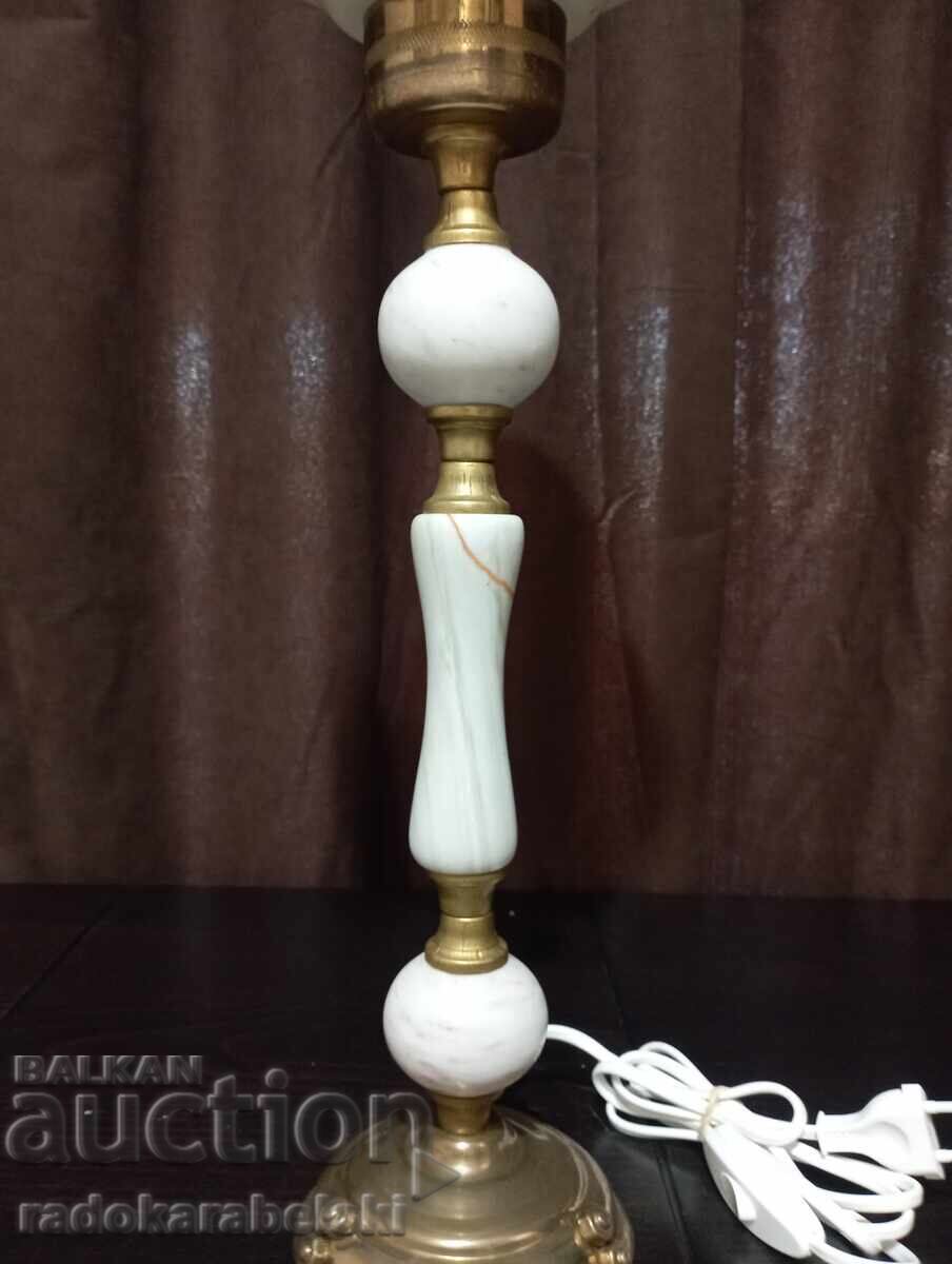 Delivery of Set of two marble lamps with white glass shades Delivery of Set of two marble lamps with white glass shades