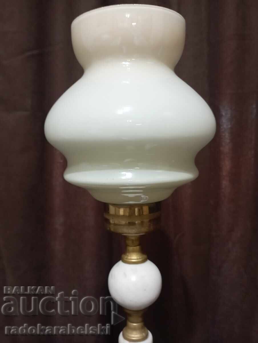 Set of two marble lamps with white glass shades - 5 Set of two marble lamps with white glass shades - 5