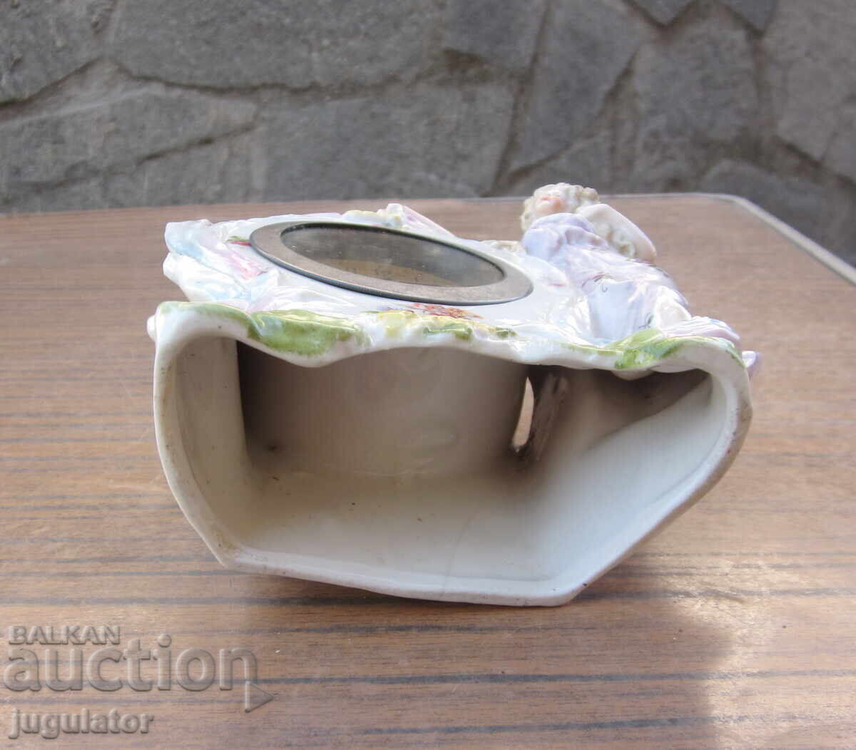 Δημοπρασία Αρχαίο γερμανικό επιτραπέζιο πορσελάνινο ρολόι