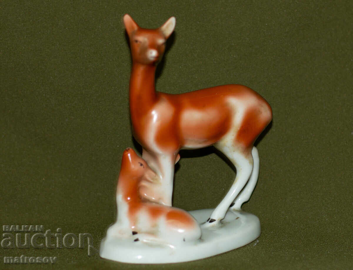 Old Bulgarian porcelain figurine, doe with price 100.00 BGN | € 51.13