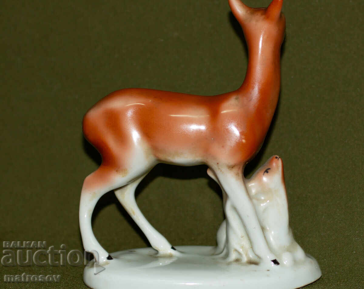 Old Bulgarian porcelain figurine, doe - 5