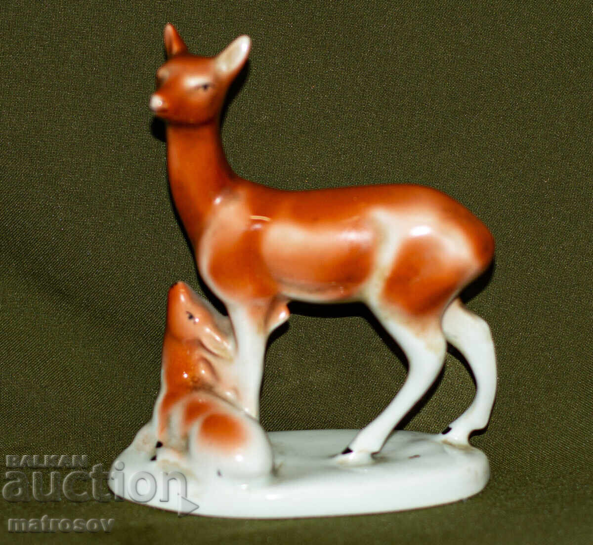 Old Bulgarian porcelain figurine, doe