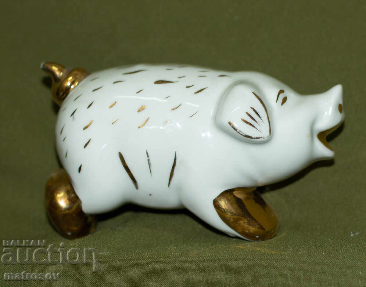 Παλιά βουλγάρικη πορσελάνινη φιγούρα, γουρουνάκι