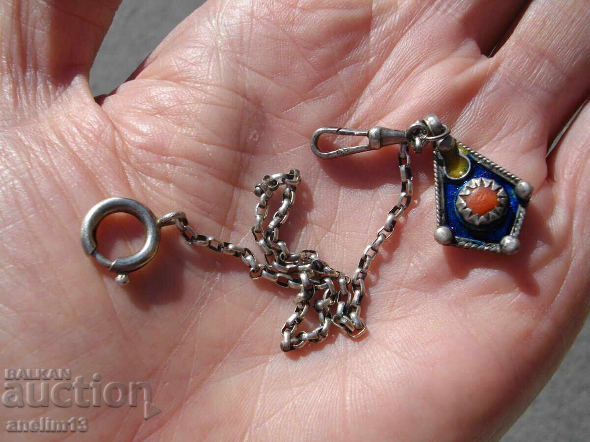 Delivery of STAR SILVER PENDANT FOR POCKET WATCH SILVER ENAMEL CORAL Delivery of STAR SILVER PENDANT FOR POCKET WATCH SILVER ENAMEL CORAL