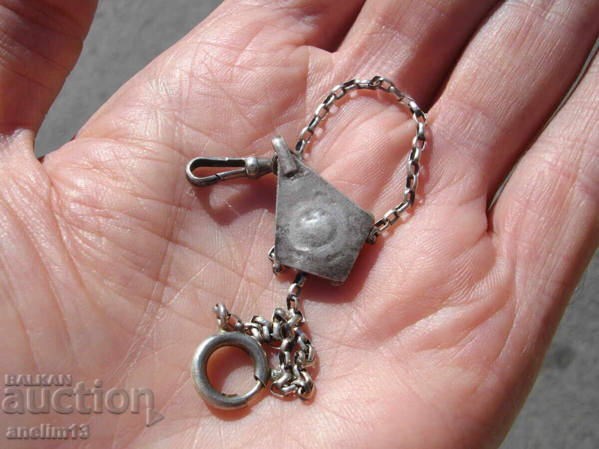 STAR SILVER PENDANT FOR POCKET WATCH SILVER ENAMEL CORAL - 7 STAR SILVER PENDANT FOR POCKET WATCH SILVER ENAMEL CORAL - 7