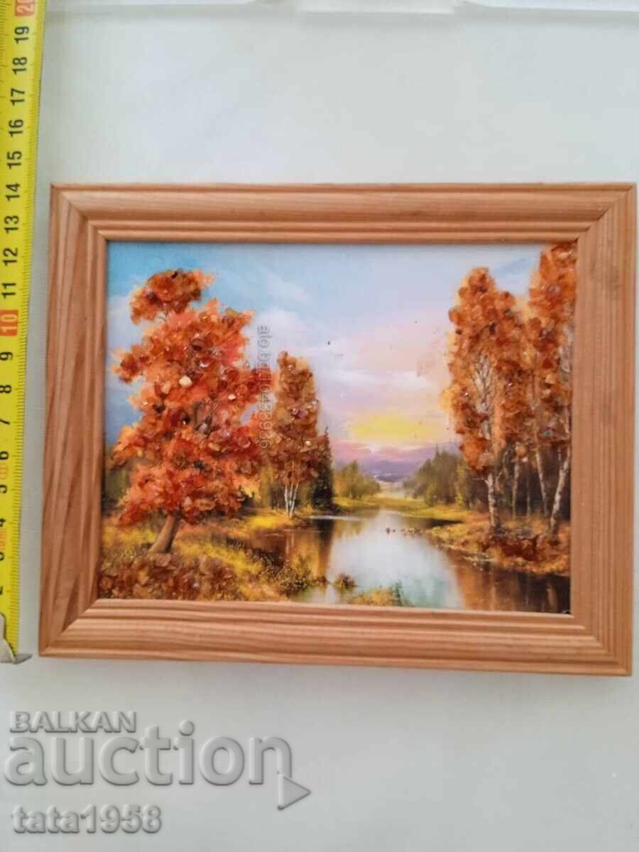 Πίνακας με βαλτική κεχριμπάρι 14,3*17,4 εκ