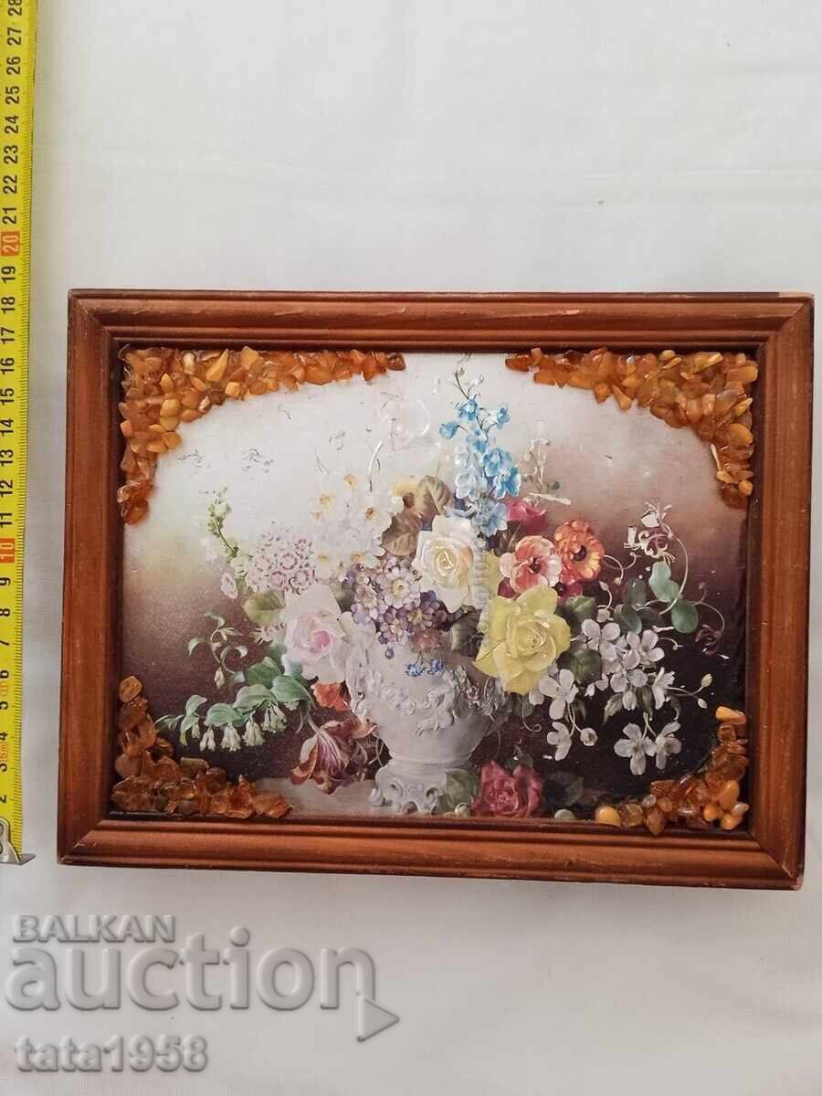 Painting with Baltic amber 18.5*23.5 cm