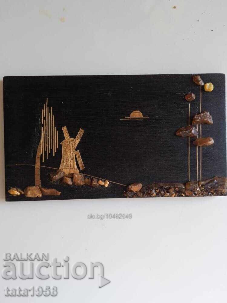 Painting with Baltic amber on wood 10*18 cm with price 40.00 BGN | € 20.45 Painting with Baltic amber on wood 10*18 cm with price 40.00 BGN | € 20.45