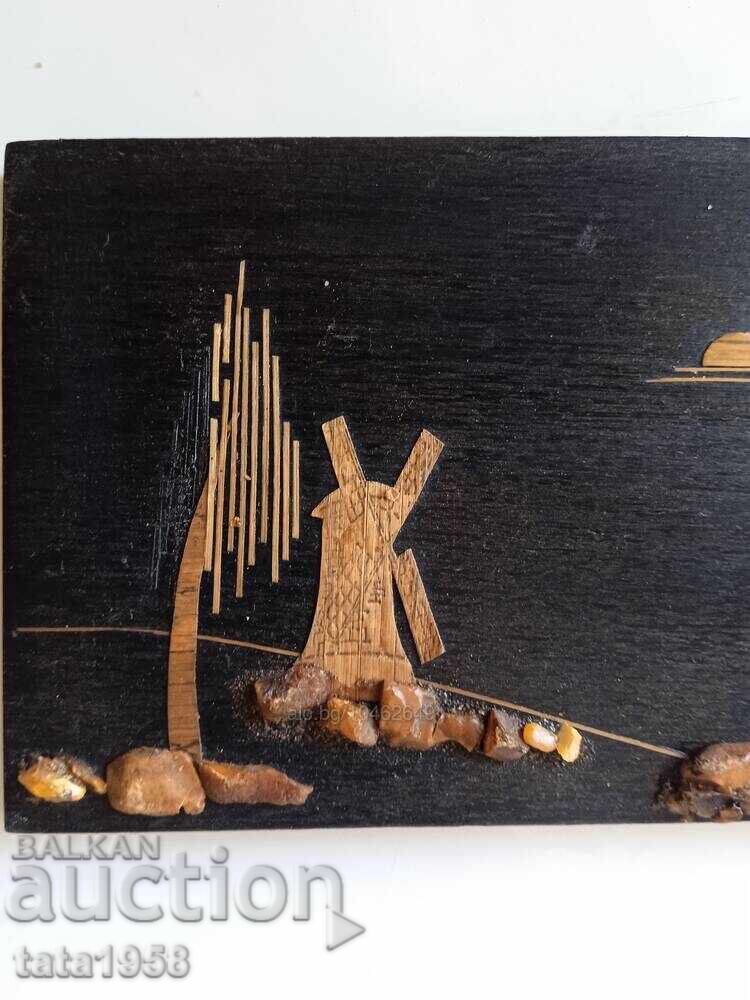 Delivery of Painting with Baltic amber on wood 10*18 cm Delivery of Painting with Baltic amber on wood 10*18 cm