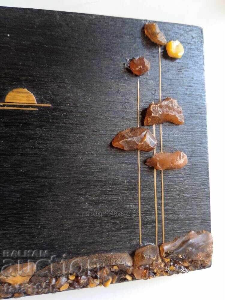 Painting with Baltic amber on wood 10*18 cm - 7 Painting with Baltic amber on wood 10*18 cm - 7