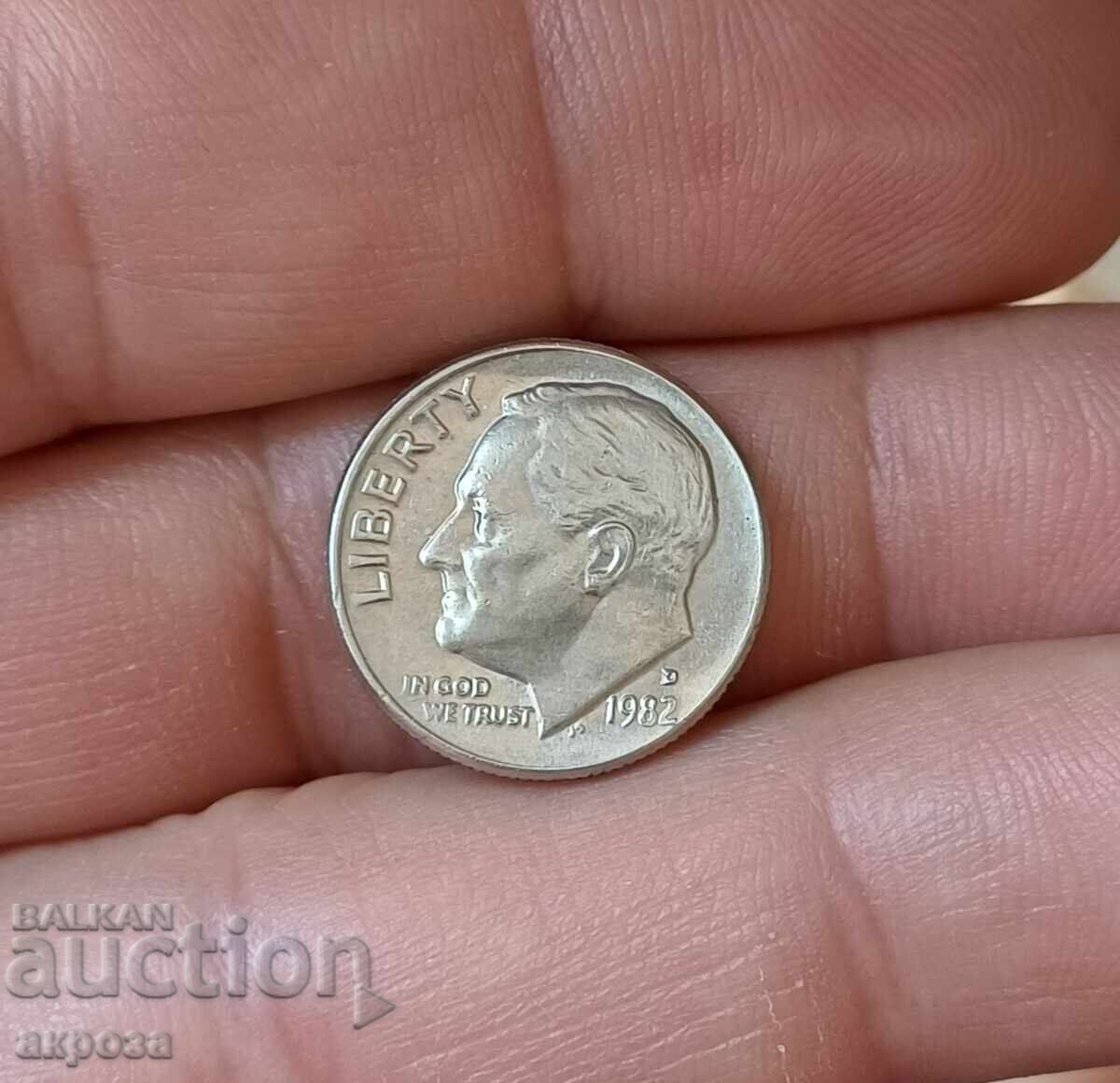 1 dime SUA 1982/ D necirculat