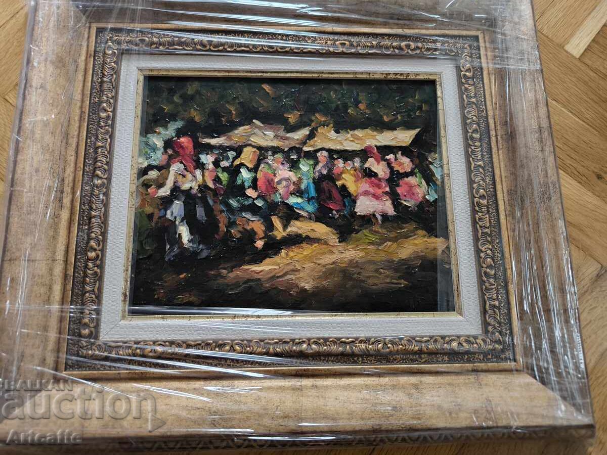 Παράδοση Αγορά-παλαιός πίνακας, λάδι, πλαισιωμένος και υπογεγραμμένος