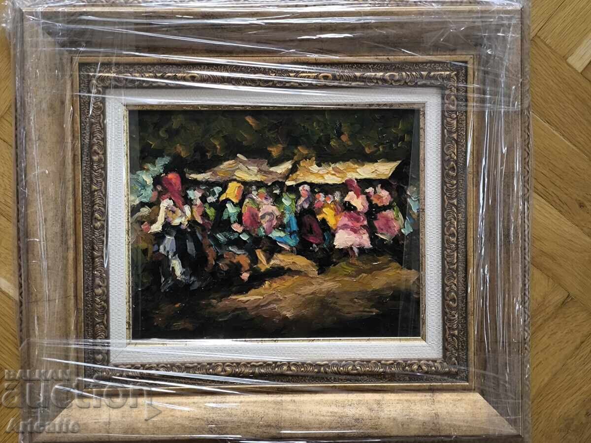 Αγορά-παλαιός πίνακας, λάδι, πλαισιωμένος και υπογεγραμμένος