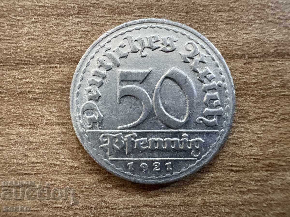 Γερμανία - 50 πφένιχ (1921) - D Γερμανία - 50 πφένιχ (1921) - D