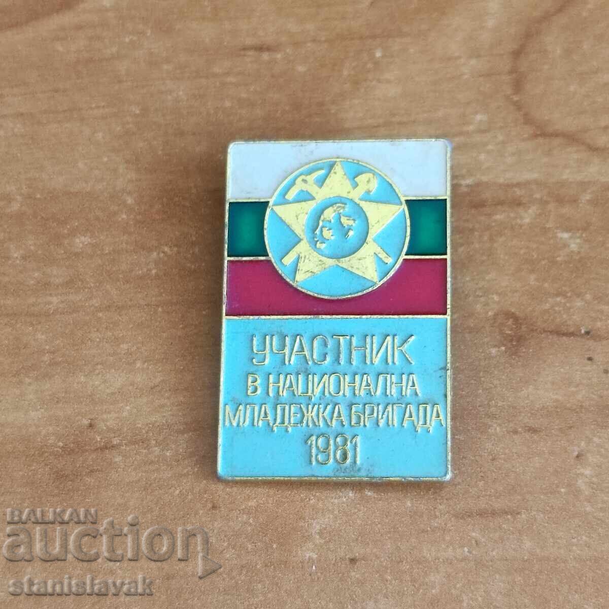 Znachka uchastnik v Natsionalna mladezhka brigada 1981