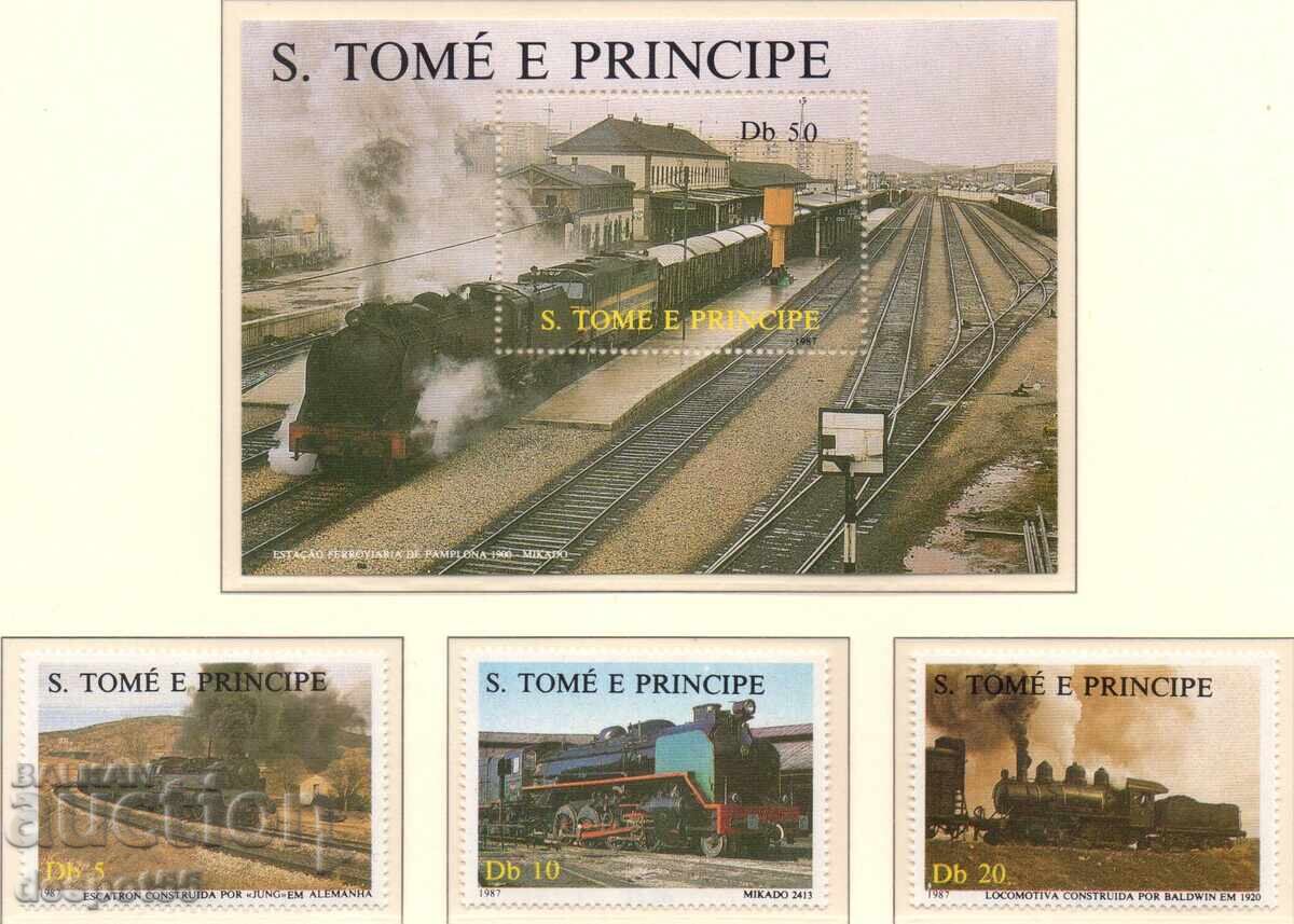 1976. Σάο Τομέ και Πρίνσιπε. Λοκομοτίβες + Μπλοκ