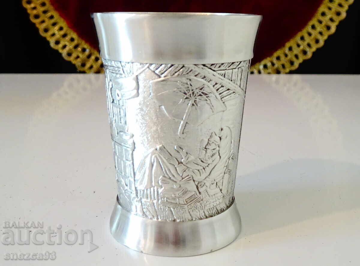 Cană de staniu cu picturi Poetul sărac, Prieteni din copilărie Cană de staniu cu picturi Poetul sărac, Prieteni din copilărie