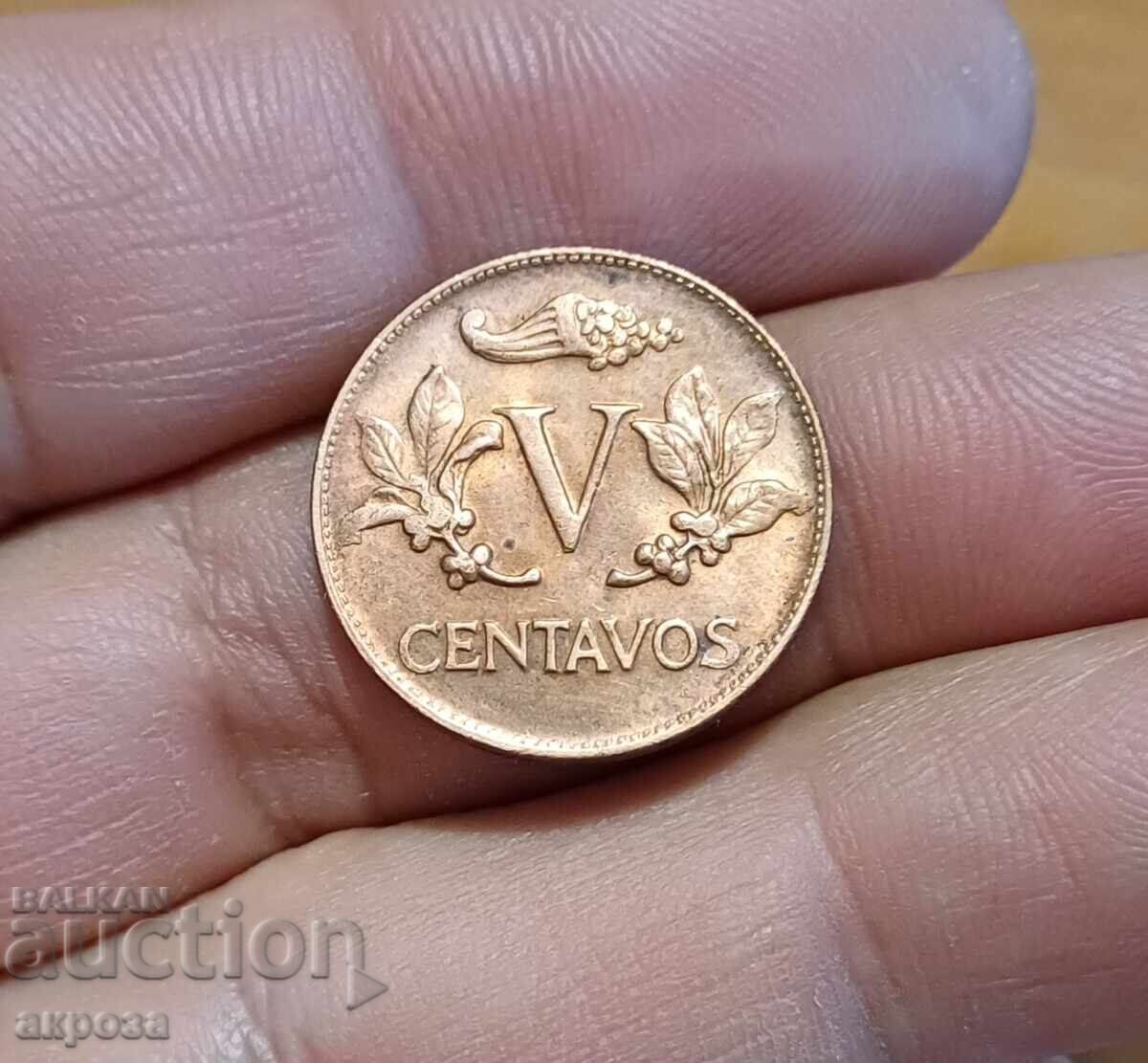 5 центавос Колумбия 1967 нециркулирали 5 центавос Колумбия 1967 нециркулирали