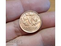 5 центавос Колумбия 1967 нециркулирали