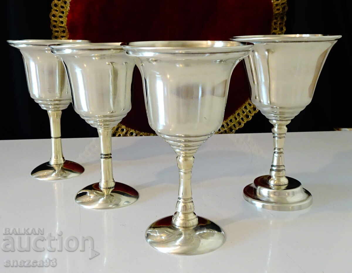 Silver-plated wine glasses 160 ml, relief, 4 pcs with price 180.00 BGN | € 92.03