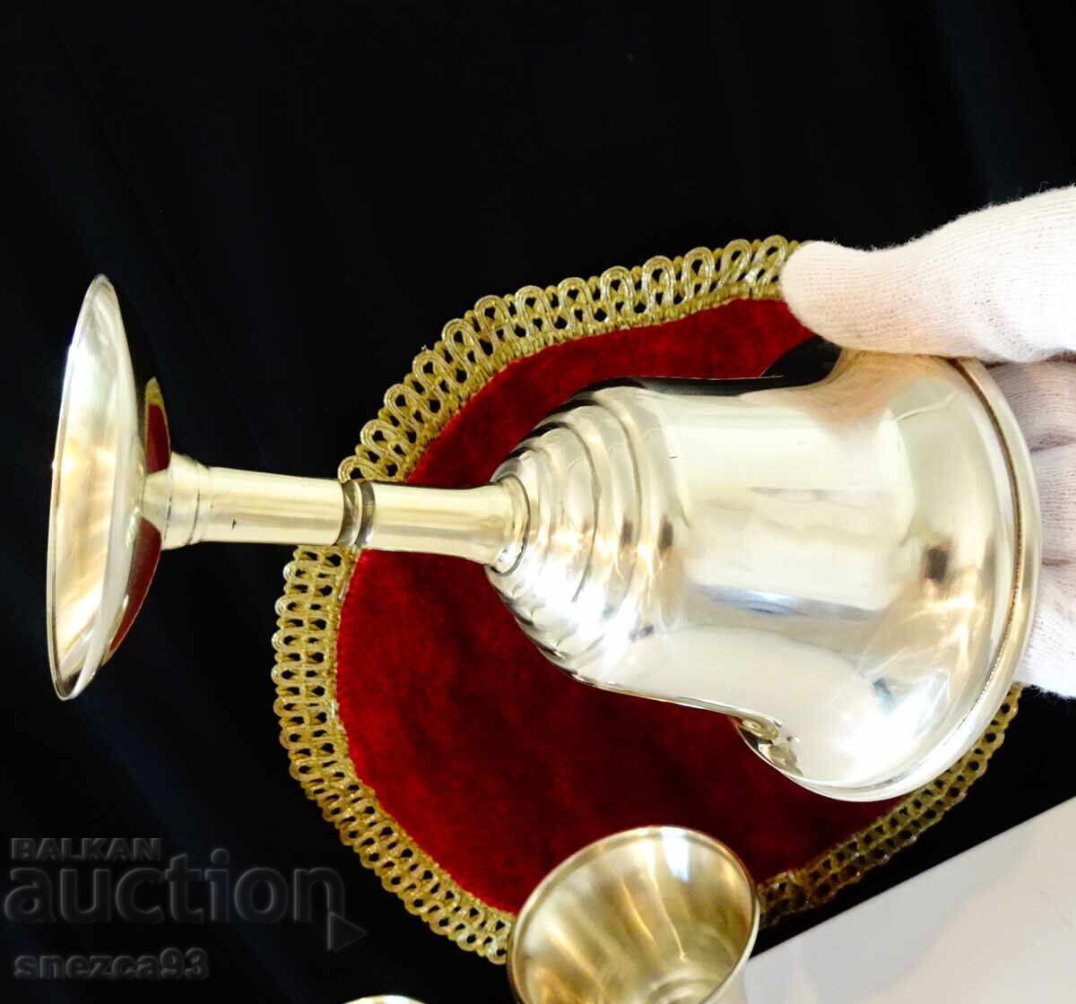 Silver-plated wine glasses 160 ml, relief, 4 pcs - 5