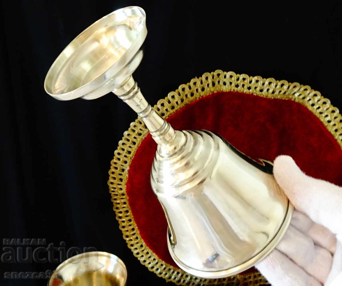 Silver-plated wine glasses 160 ml, relief, 4 pcs - 6