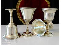 Silver-plated wine glasses 160 ml, relief, 4 pcs