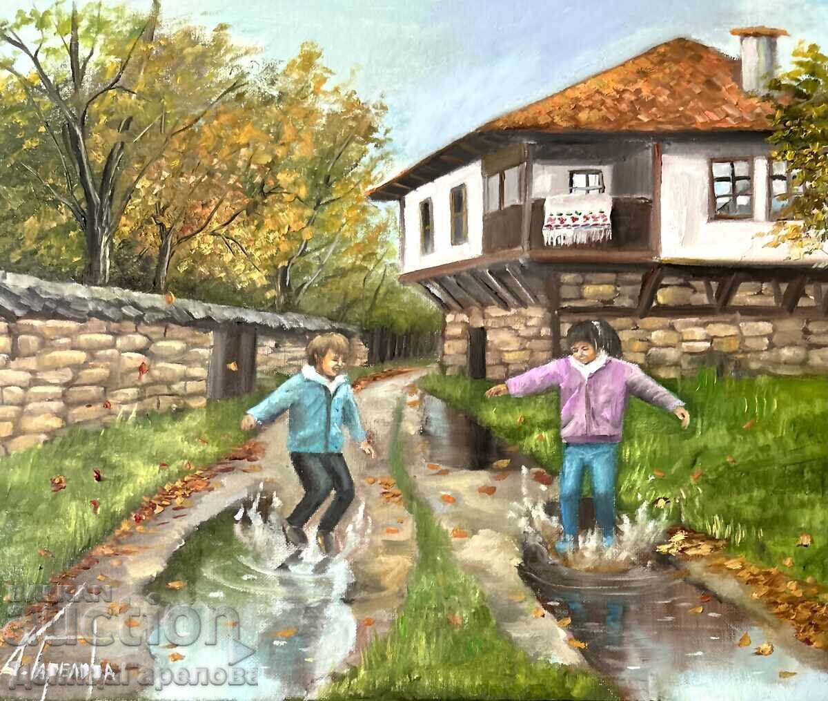 Δενίτσα Γκαρέλοβα πίνακας 50/40 ”Ας πηδήξουμε στις λακκούβες!” με τιμή € 86.92 | 170.00 BGN Δενίτσα Γκαρέλοβα πίνακας 50/40 ”Ας πηδήξουμε στις λακκούβες!” με τιμή € 86.92 | 170.00 BGN