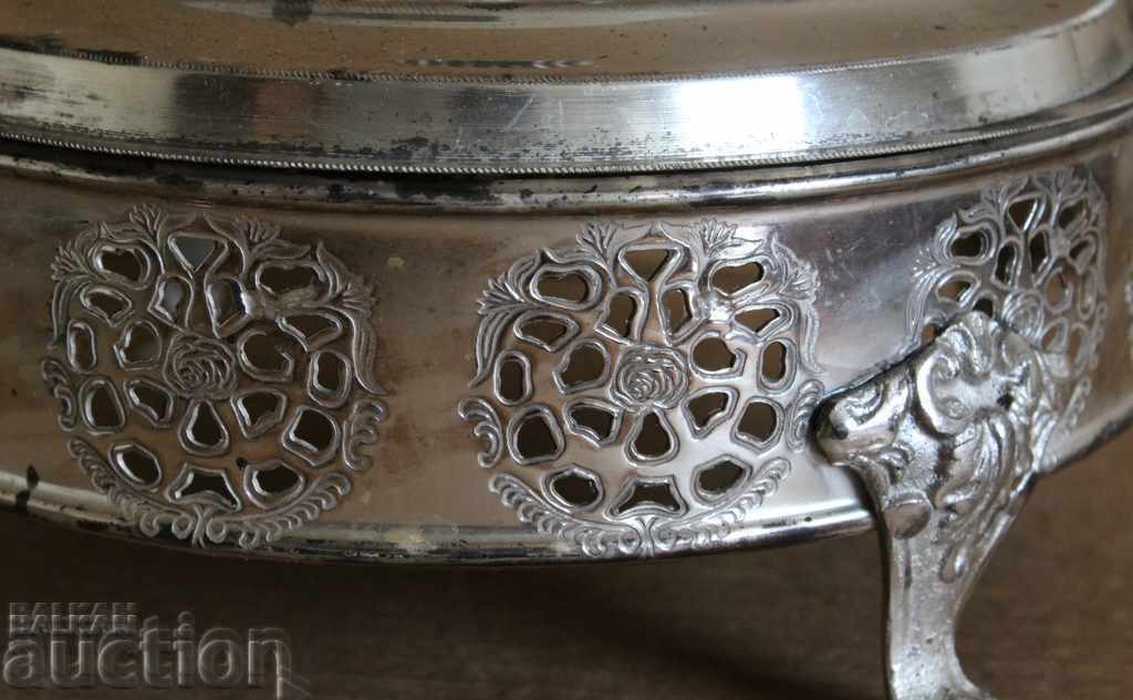 REGATUL BULGARIA RECIPIENT METAL CU CAPAC PLACAT ARGENT - 6 REGATUL BULGARIA RECIPIENT METAL CU CAPAC PLACAT ARGENT - 6