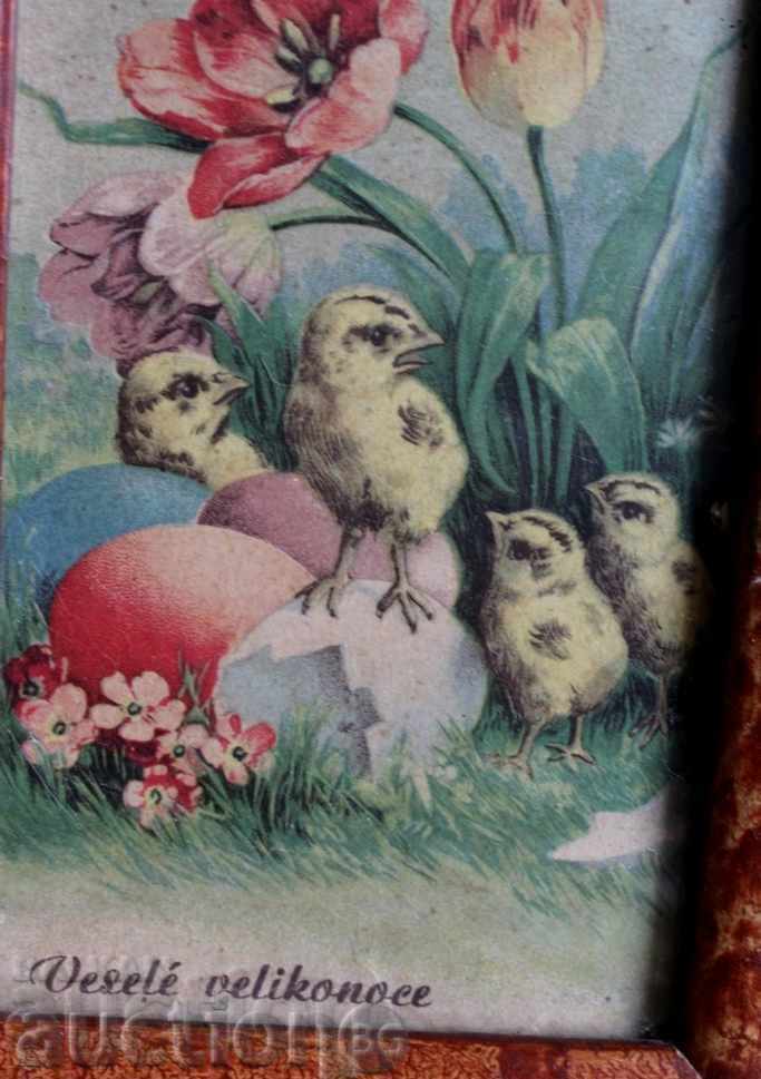 Auction  EASTER OLD CARD FRAME EASTER EGG CHICK