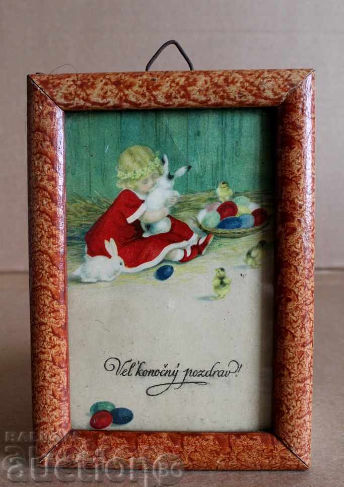 . EASTER OLD CARD FRAME EASTER EGG FRAME