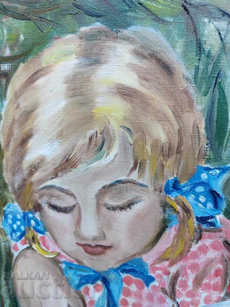 Delivery of . LARGE PAINTED PICTURE FRAME SIGNED GIRL PAINTING Delivery of . LARGE PAINTED PICTURE FRAME SIGNED GIRL PAINTING