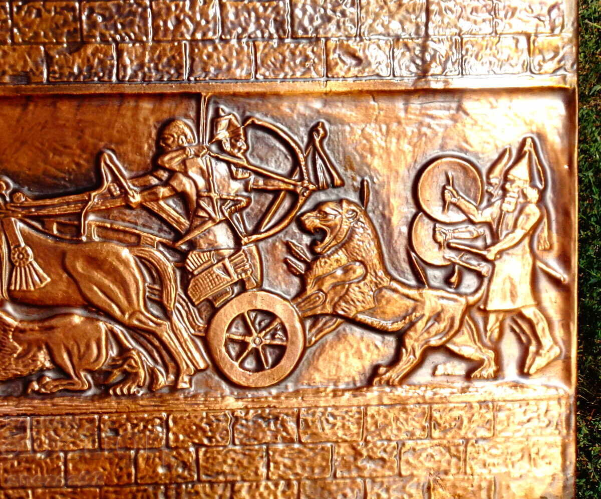 Auction  Copper panel, copper painting Lion Hunt, Max Le Verrier