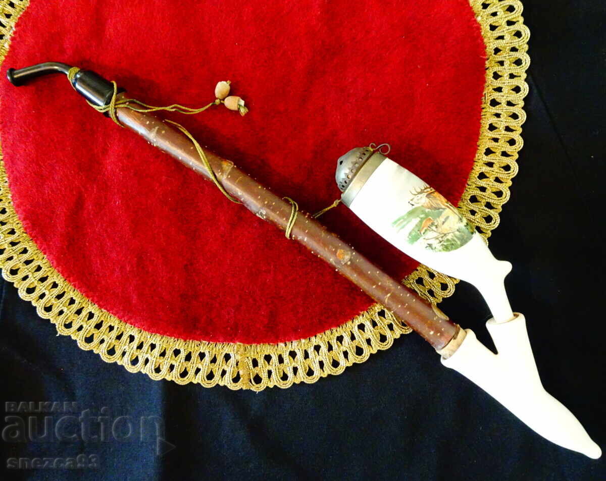 Тиролска порцеланова лула,ловна картина Елен.