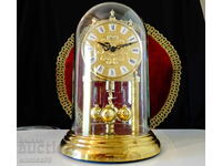 Ceas de masă, cupolă de sticlă, baroc, aurit