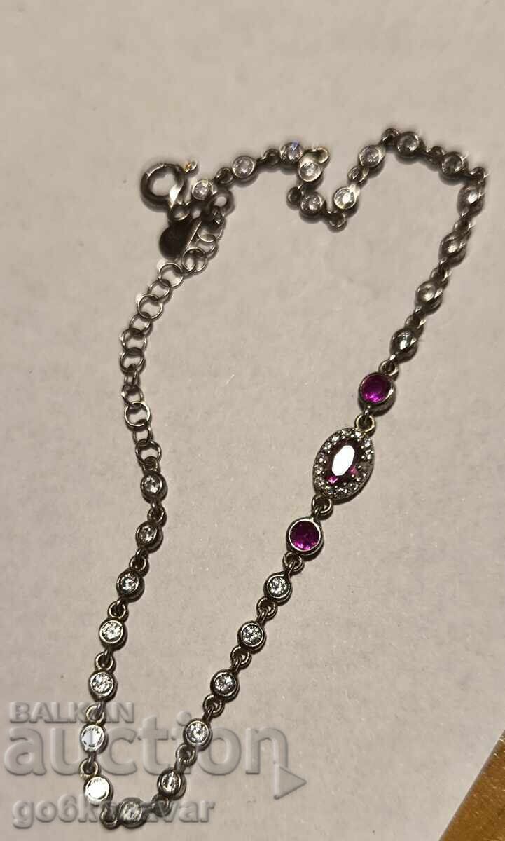 Delicate silver bracelet with small pink and white zircons. 925 with price € 28.00 | 54.76 BGN Delicate silver bracelet with small pink and white zircons. 925 with price € 28.00 | 54.76 BGN