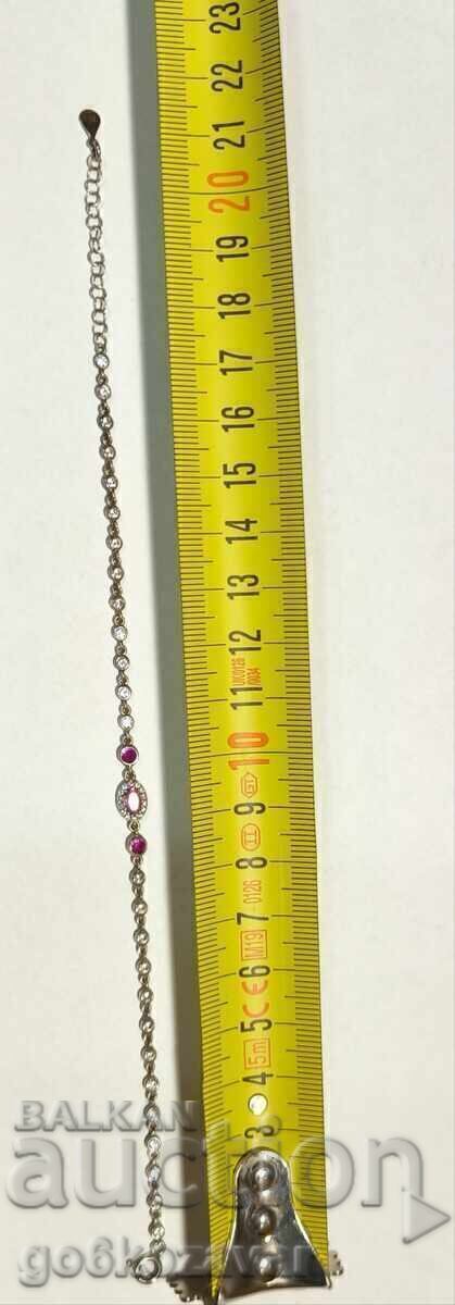 Auction Delicate silver bracelet with small pink and white zircons. 925 Auction Delicate silver bracelet with small pink and white zircons. 925