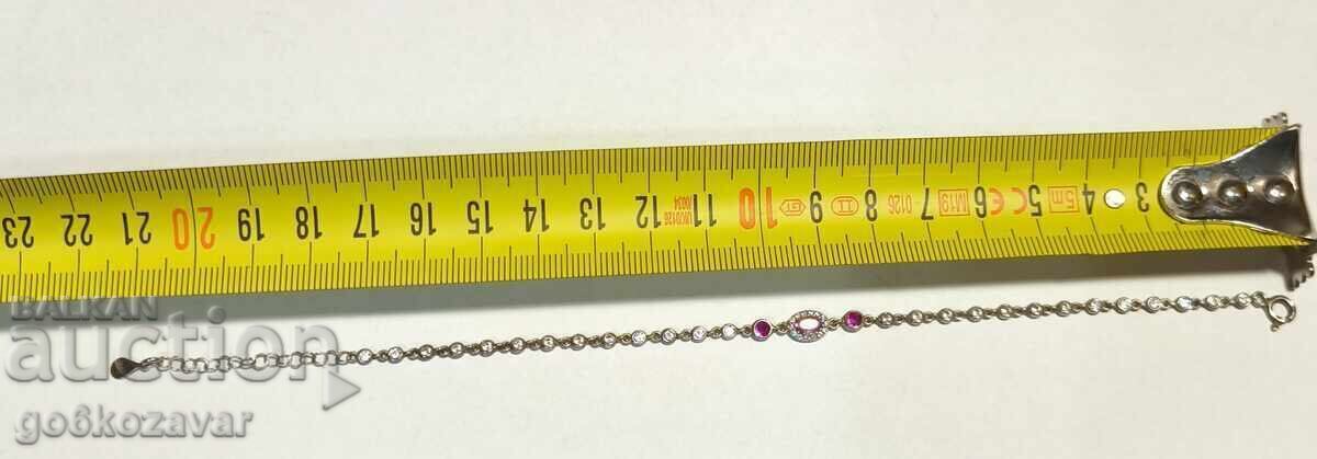 Παράδοση Απαλό ασημένιο βραχιόλι με μικρά ροζ και λευκά ζιρκόνια. 925 Παράδοση Απαλό ασημένιο βραχιόλι με μικρά ροζ και λευκά ζιρκόνια. 925