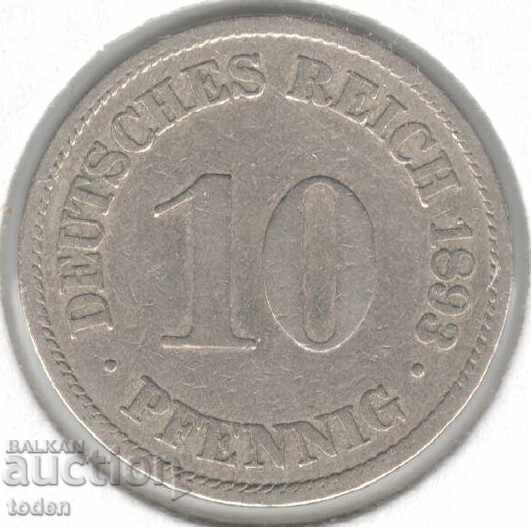Germany 10 Pfennig 1893 A KM# 12 Wilhelm II Small Shield