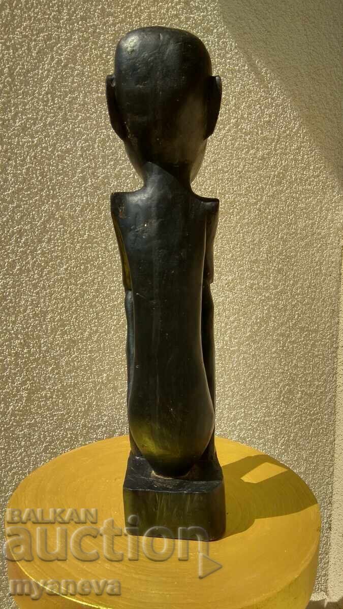African, hand-carved wood carving with mother-of-pearl - 5