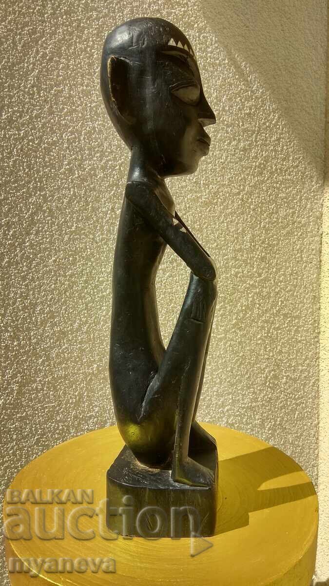 African, hand-carved wood carving with mother-of-pearl - 6