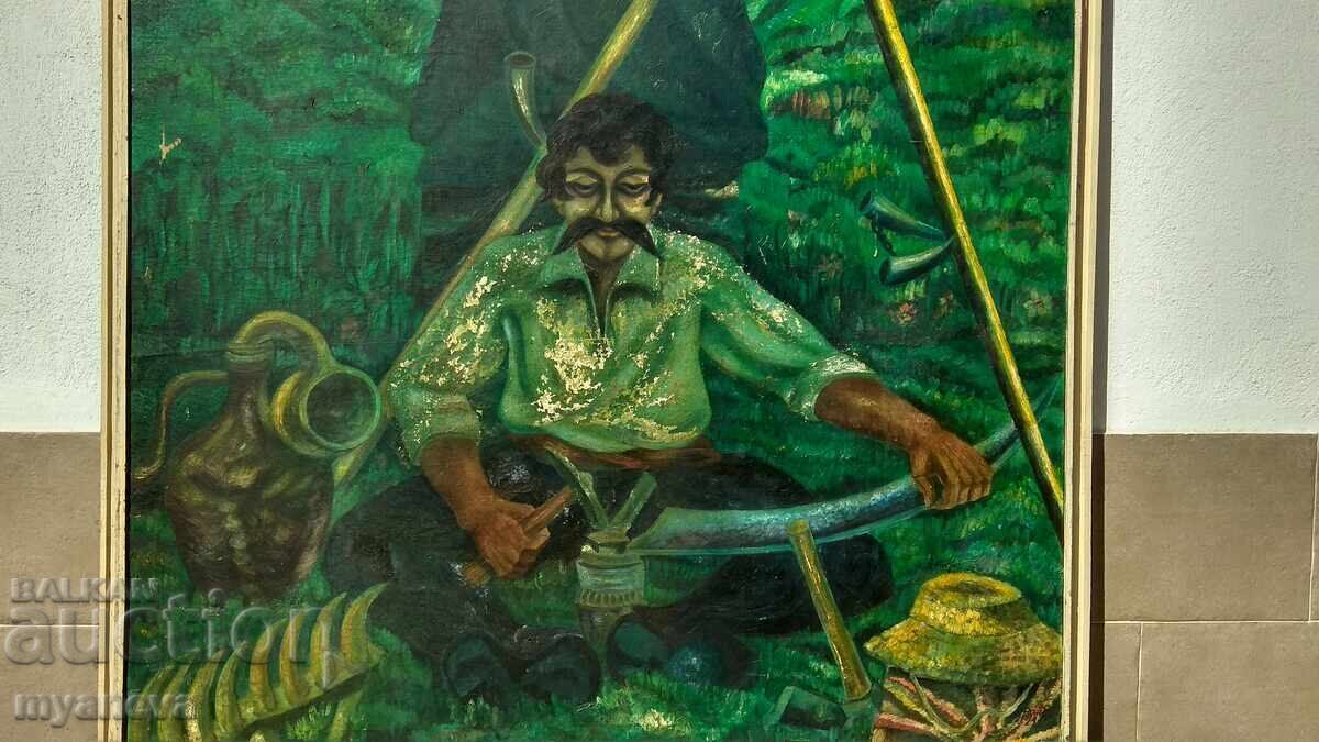 Old painting from the Socialist era, "Reapers" by Angel Rangelov - 5