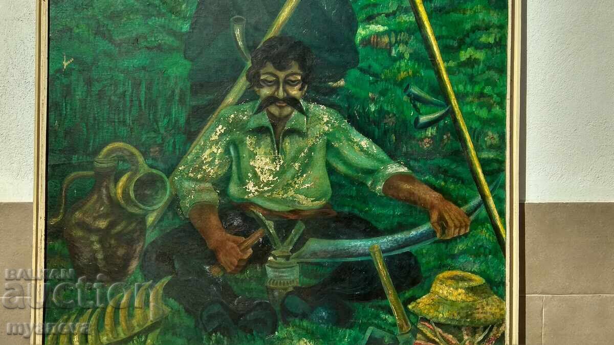 Old painting from the Socialist era, "Reapers" by Angel Rangelov - 6