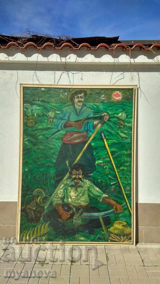 Old painting from the Socialist era, "Reapers" by Angel Rangelov