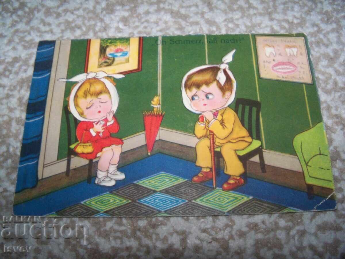 Cartolină poștală veche durere de dinți 1928