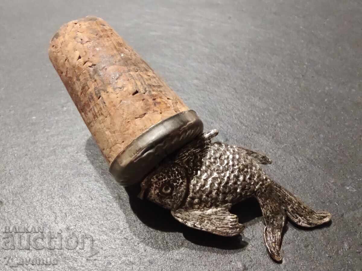 Old cork stopper - silver-plated FISH art 18.08.25 with price 150.00 BGN | € 76.69