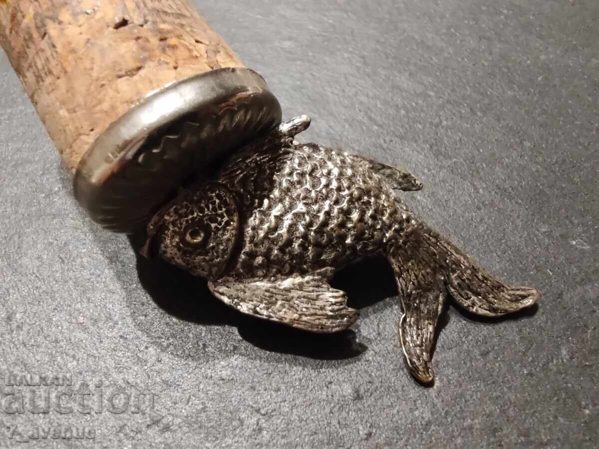 Auction  Old cork stopper - silver-plated FISH art 18.08.25