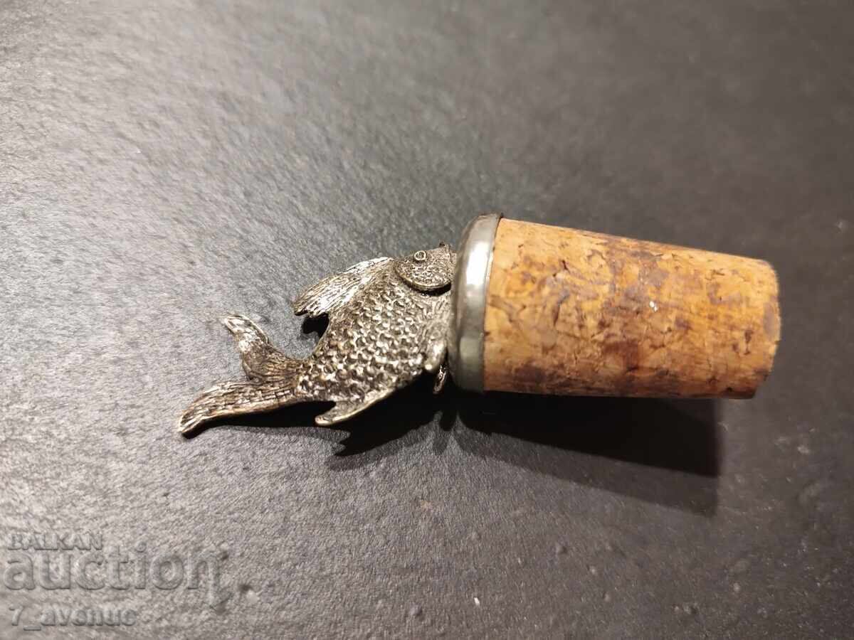 Old cork stopper - silver-plated FISH art 18.08.25 - 5