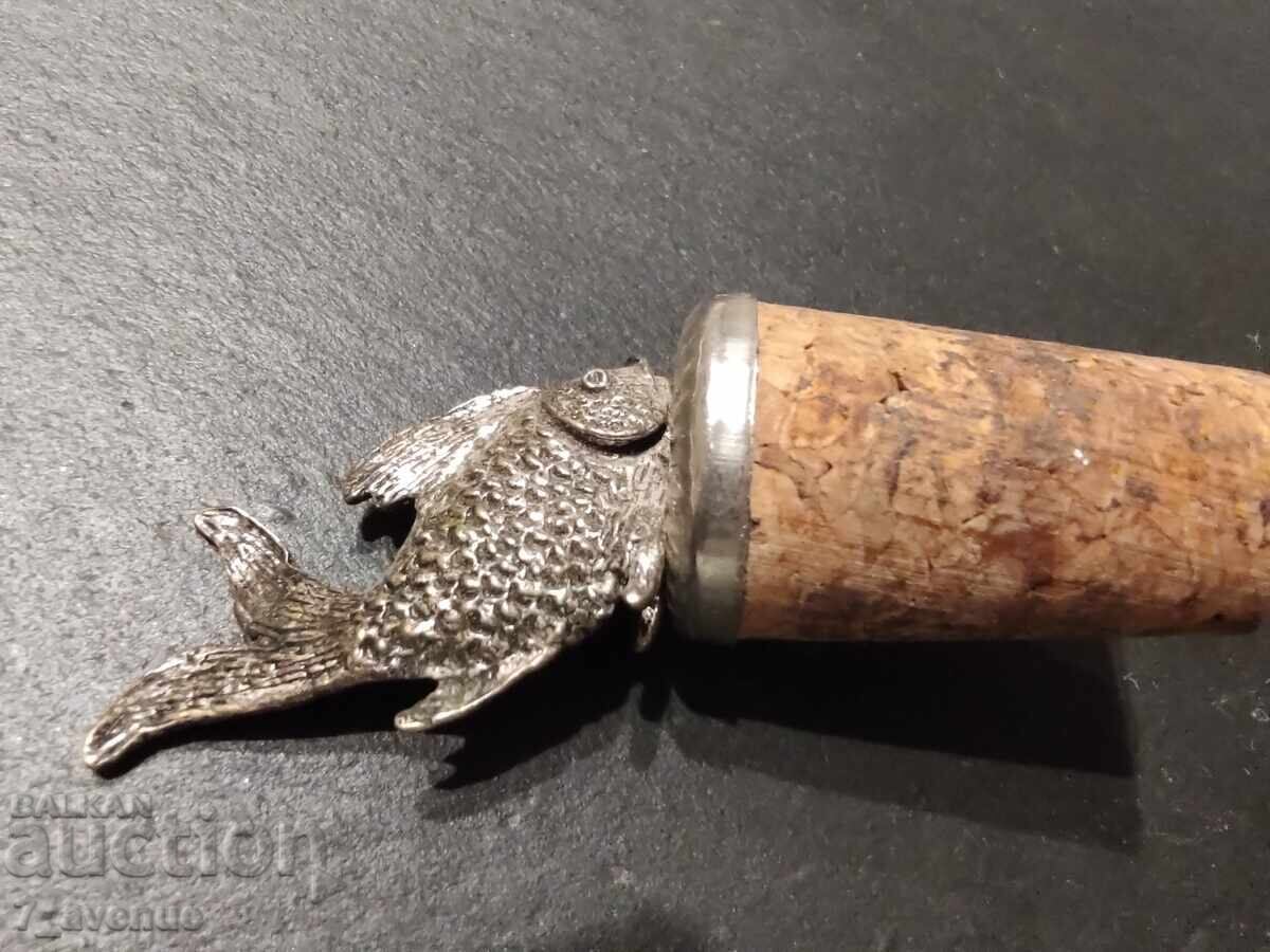 Old cork stopper - silver-plated FISH art 18.08.25 - 6